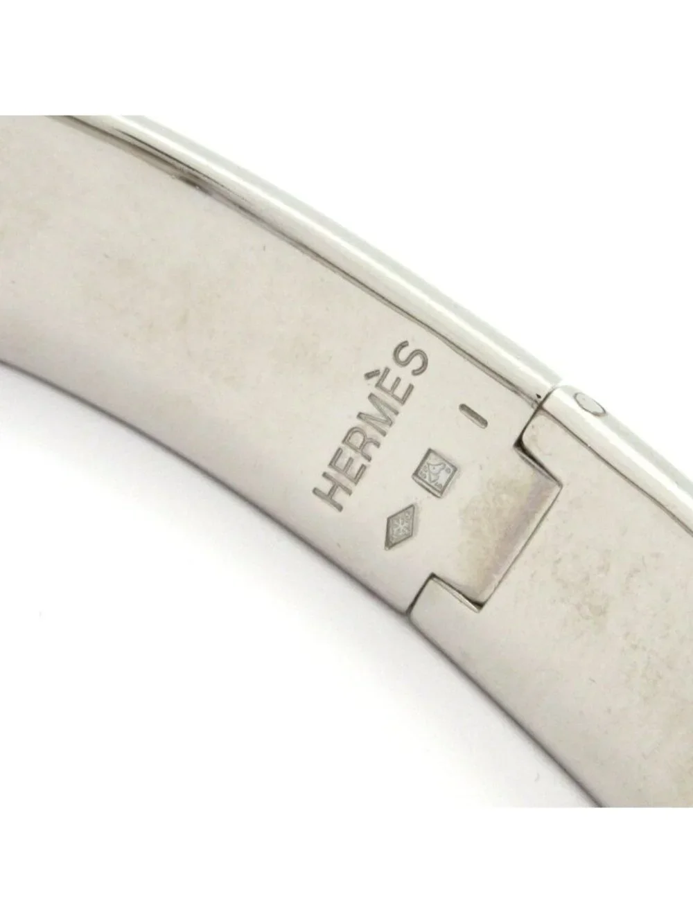 Hermes Bangle Clic H Silver White Bracelet